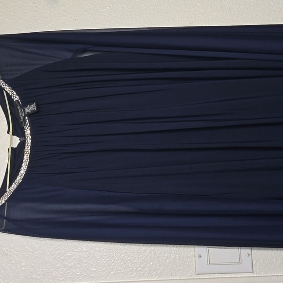 R&M Richards Midnight Blue Maxi Dress with Cape - Picture 3 of 5